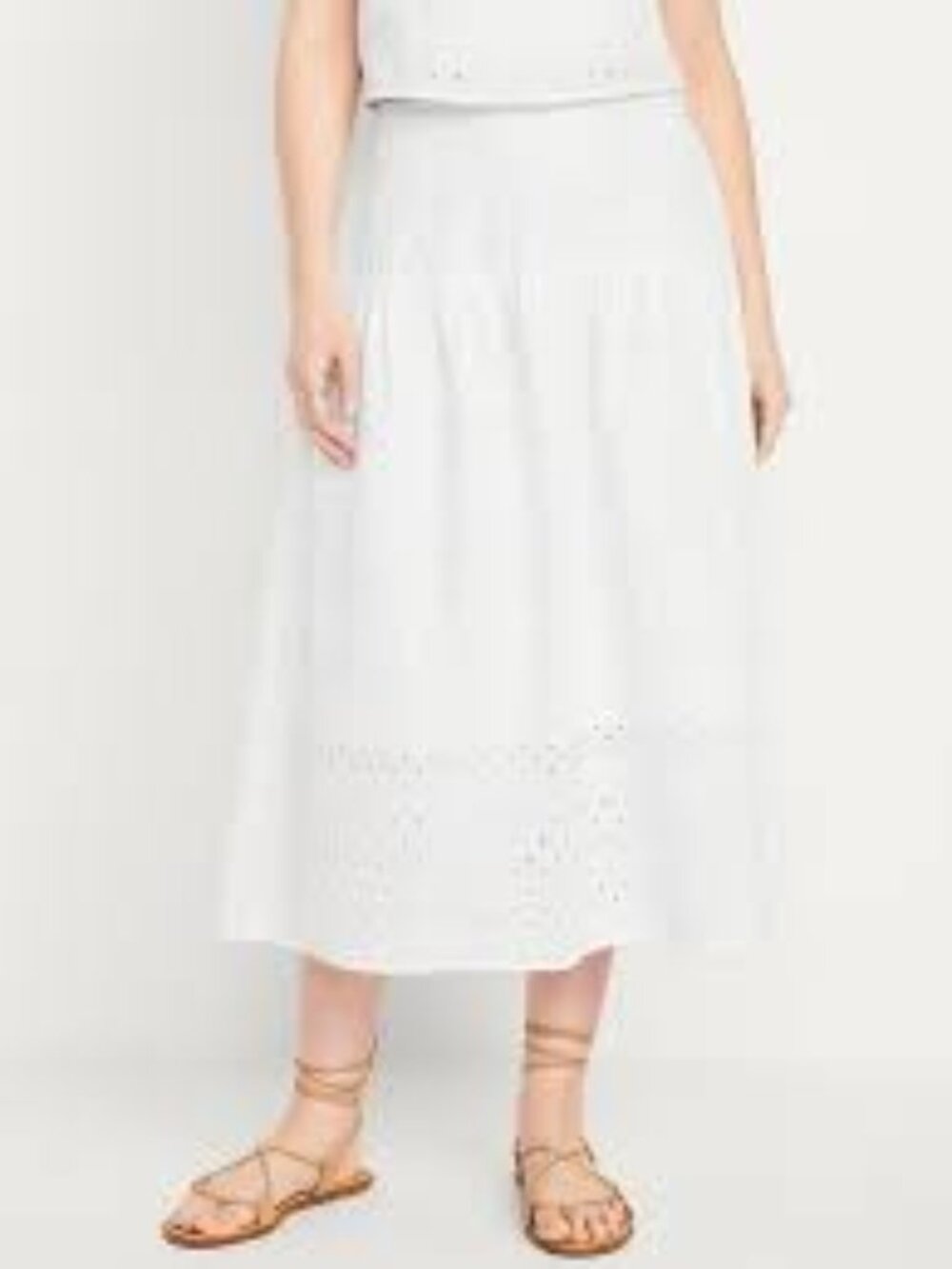Old Navy White Eyelet Midi Skirt